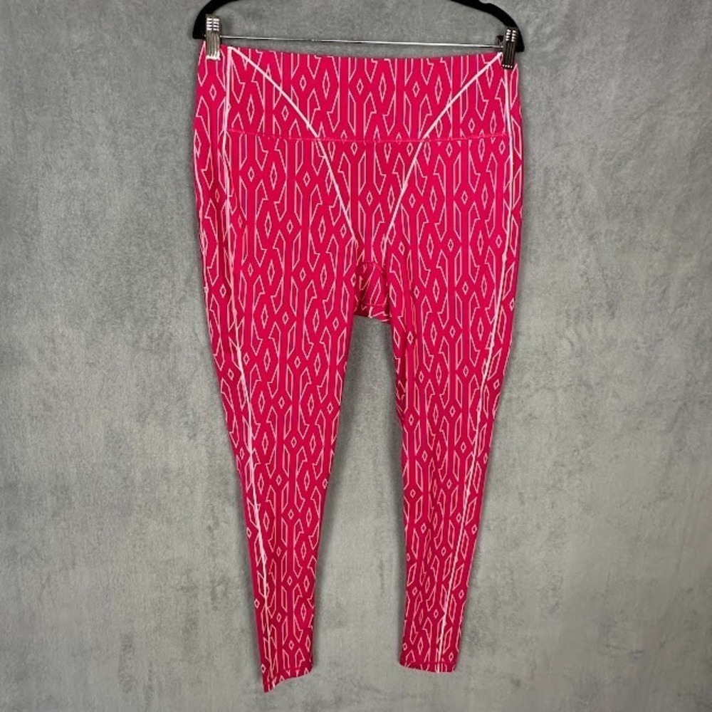 Ivy Park Adidas Leggings Womens 1X Hot Pink Monogram Workout Gym Stretch Yoga